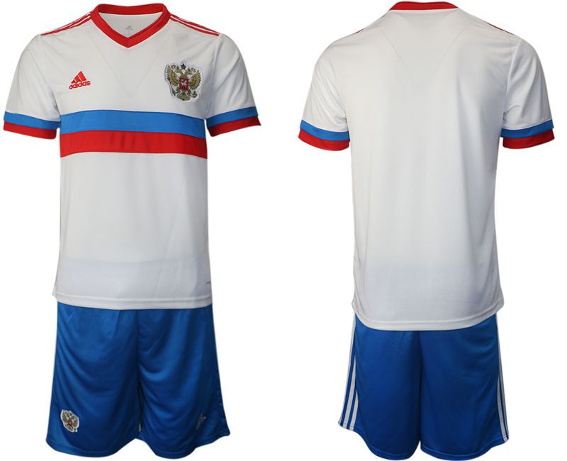 Men 2020-2021 European Cup Russia away white blank Adidas Soccer Jersey