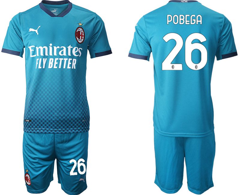 Men 2020-2021 club AC milan away 26 blue Soccer Jerseys