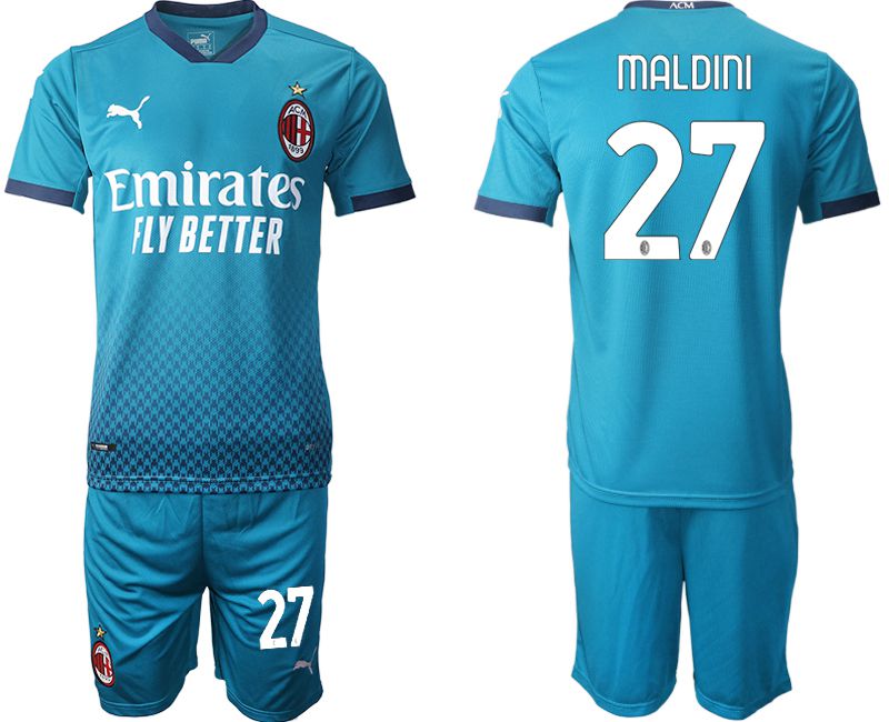 Men 2020-2021 club AC milan away 27 blue Soccer Jerseys