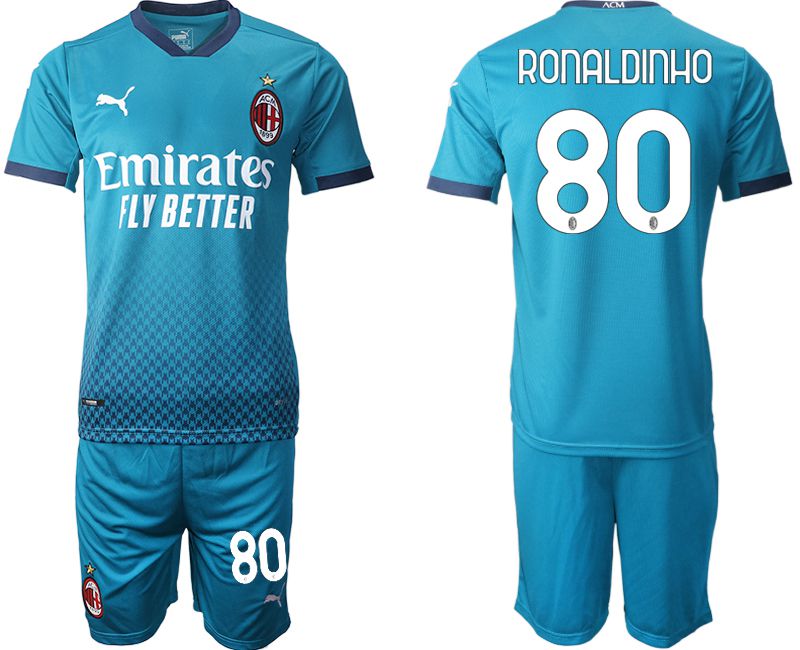 Men 2020-2021 club AC milan away 80 blue Soccer Jerseys