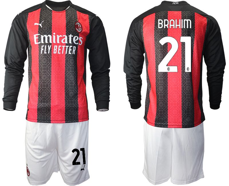 2020-2021 club AC milan home long sleeve 21 red Soccer Jerseys