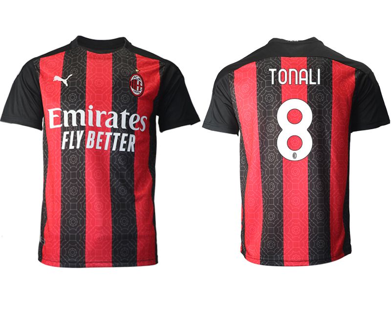 Men 2020-2021 club AC milan home aaa version 8 red Soccer Jerseys