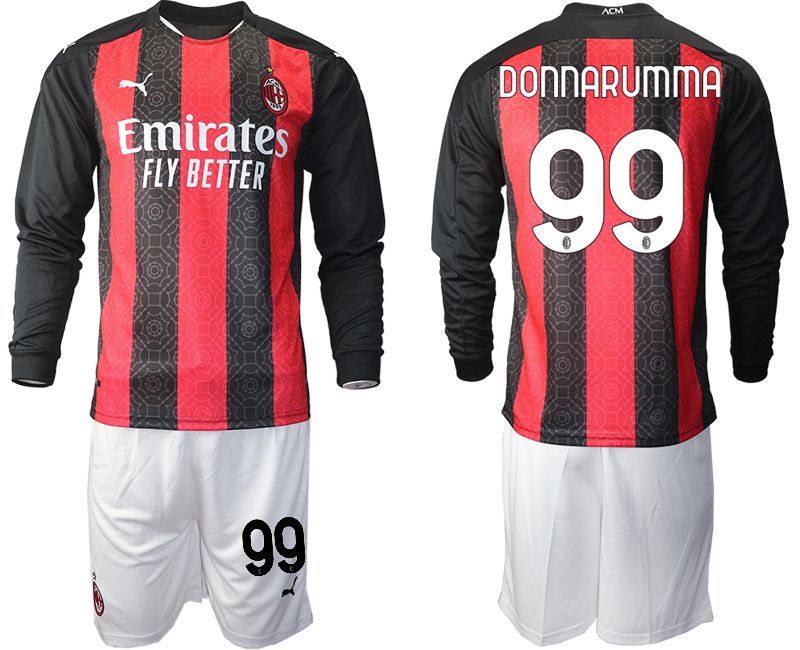 Men 2020-2021 club AC milan home long sleeve 99 red Soccer Jerseys