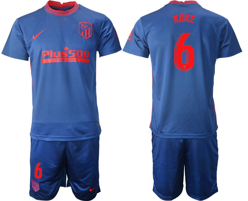 Men 2020-2021 club Atletico Madrid away 6 blue Soccer Jerseys