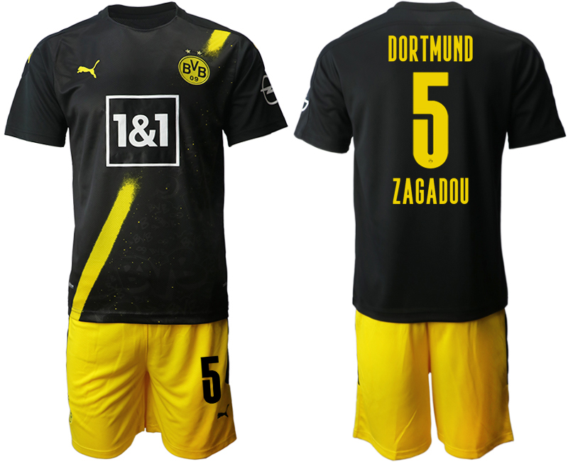 Men 2020-2021 club Borussia Dortmund away 5 black Soccer Jerseys