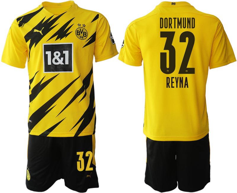 Men 2020-2021 club Borussia Dortmund home 32 yellow Soccer Jerseys