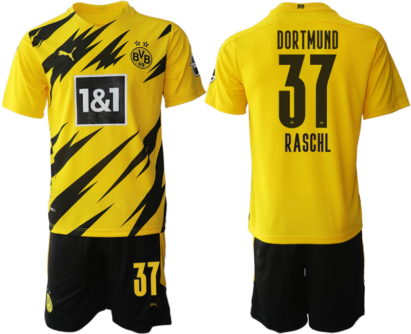 Men 2020-2021 club Borussia Dortmund home 37 yellow Soccer Jerseys