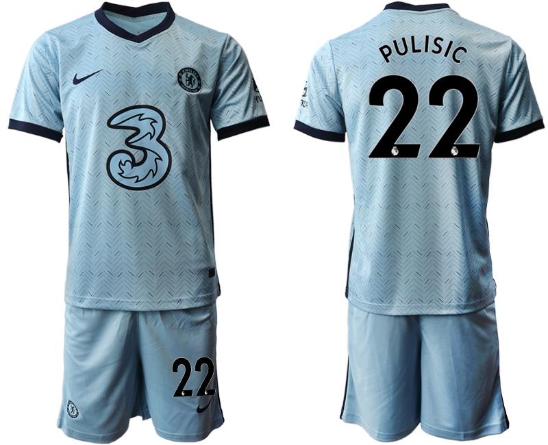 Men 2020-2021 club Chelsea away Light blue 22 Soccer Jerseys