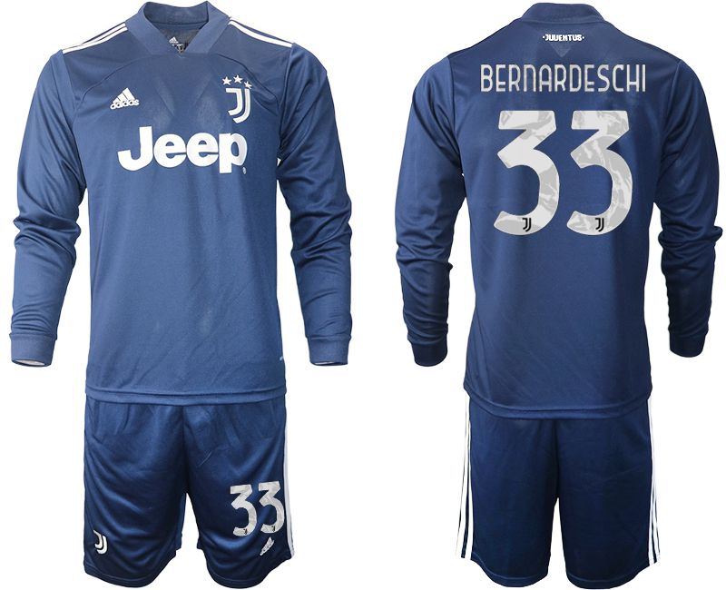 Men 2020-2021 club Juventus away long sleeves 33 blue Soccer Jerseys