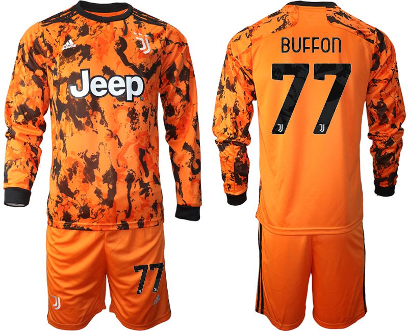 Men 2020-2021 club Juventus away long sleeves 77 orange Soccer Jerseys