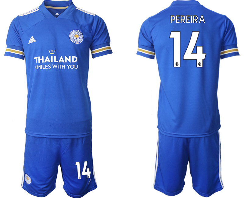 Men 2020-2021 club Leicester City home 14 blue Soccer Jerseys