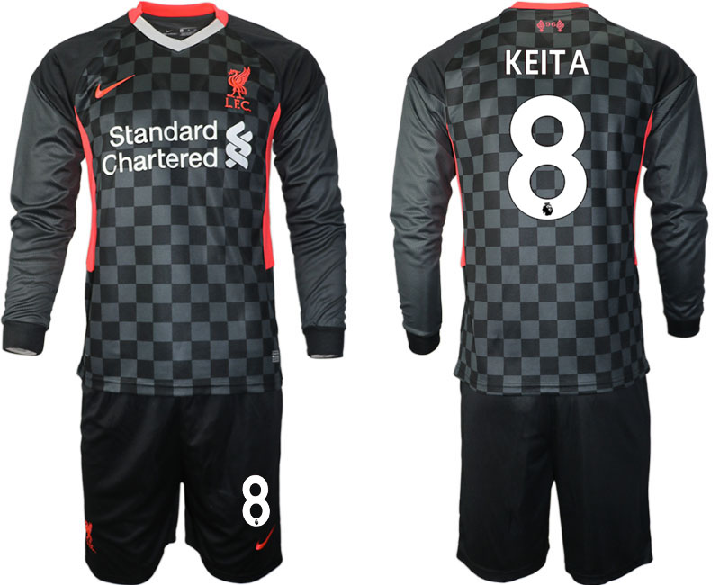 Men 2021 Liverpool away long sleeves 8 soccer jerseys