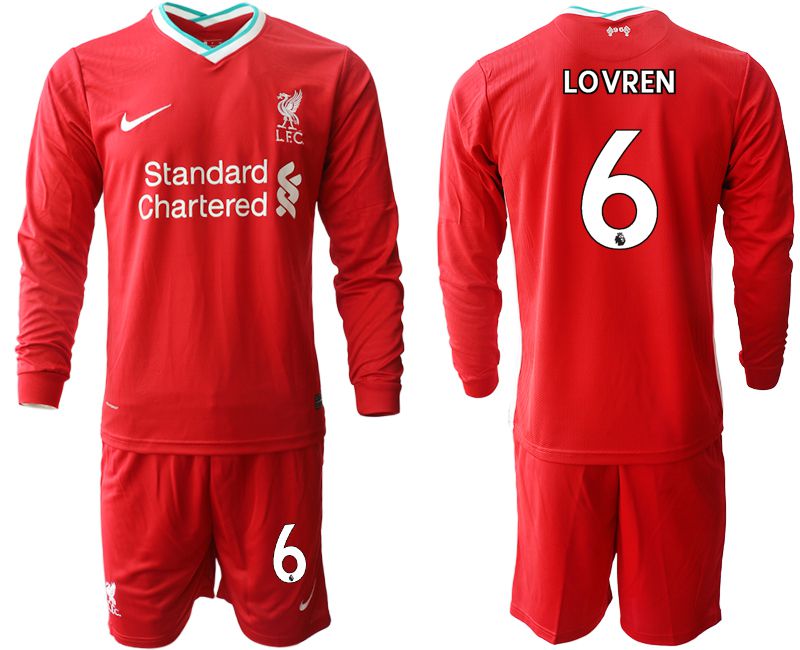 Men 2020-2021 club Liverpool home long sleeves 6 red Soccer Jerseys