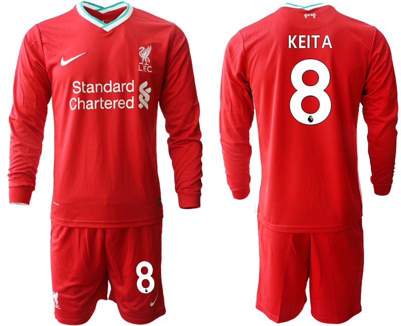 Men 2020-2021 club Liverpool home long sleeves 8 red Soccer Jerseys