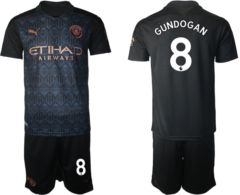 Men 2020-2021 club Manchester City away 8 black Soccer Jerseys