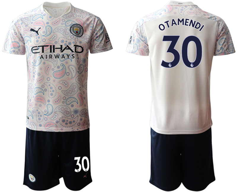 Men 2020-2021 club Manchester City away 30 white Soccer Jerseys