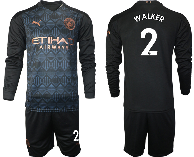 Men 2021 Manchester city home long sleeve 2 soccer jerseys