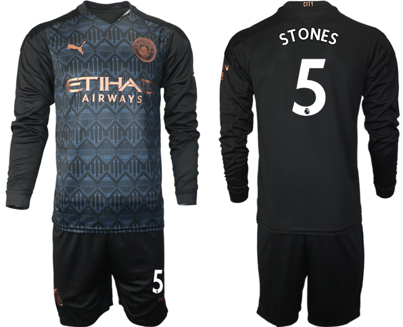 Men 2021 Manchester city home long sleeve 5 soccer jerseys