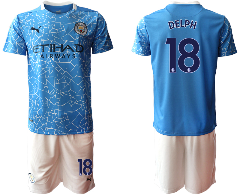 Men 2020-2021 club Manchester City home 18 blue Soccer Jerseys