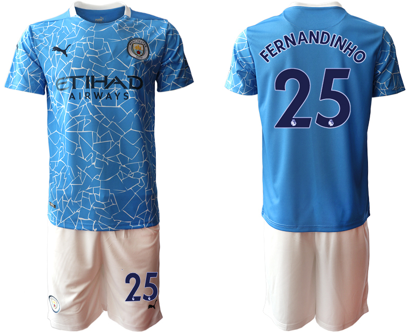 Men 2020-2021 club Manchester City home 25 blue Soccer Jerseys