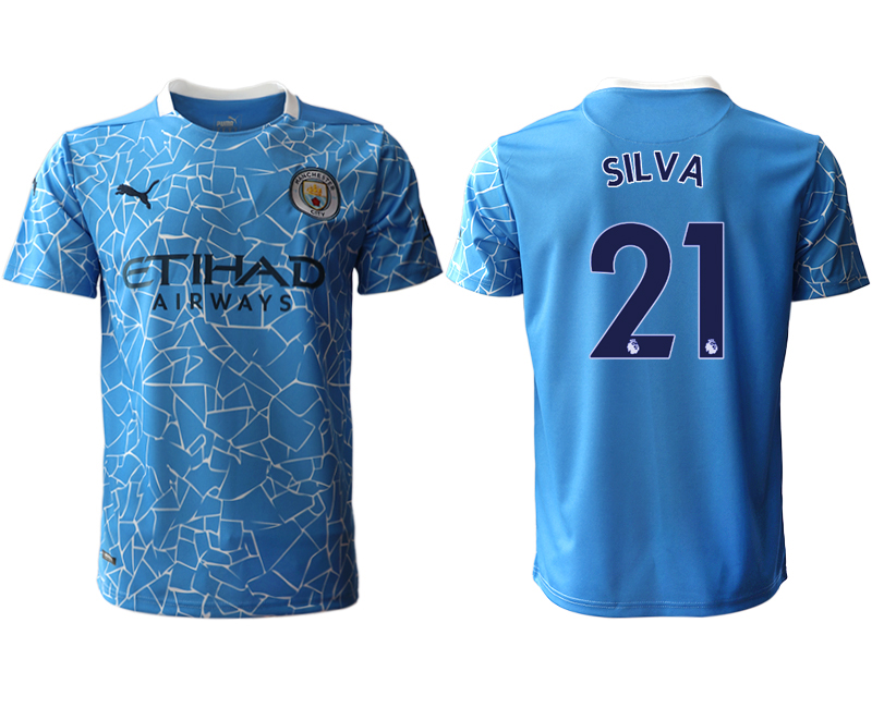 Men 2020-2021 club Manchester City home aaa version 21 blue Soccer Jerseys