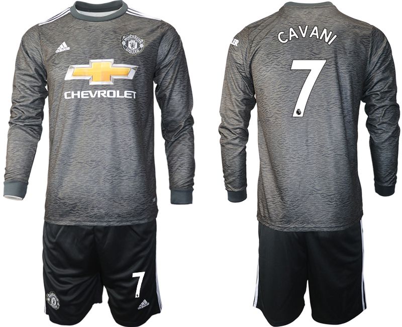 Men 2020-2021 club Manchester united away long sleeve 7 black Soccer Jerseys