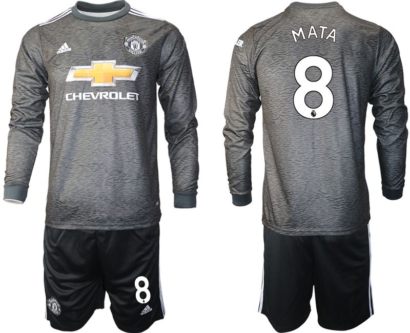 Men 2020-2021 club Manchester united away long sleeve 8 black Soccer Jerseys