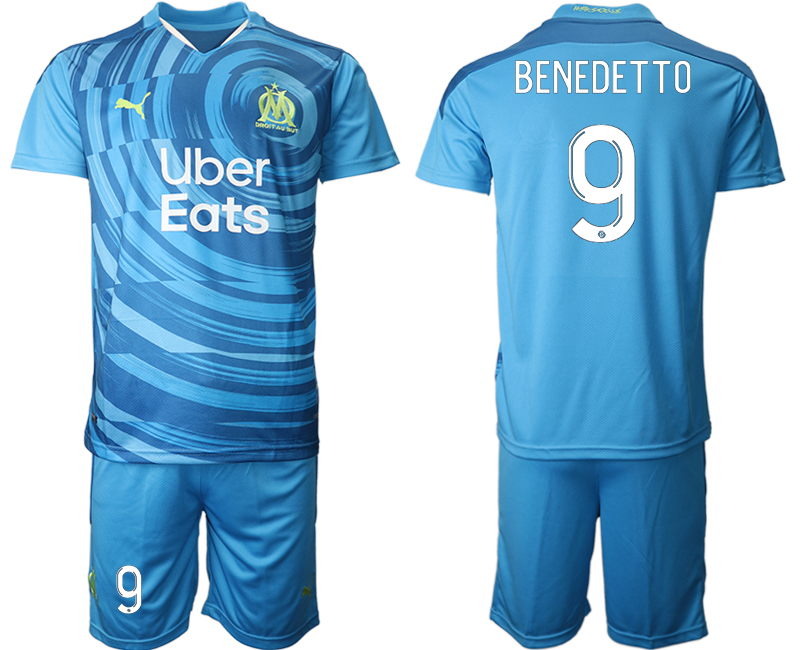 Men 2021 Olympique de Marseille away 9 soccer jerseys