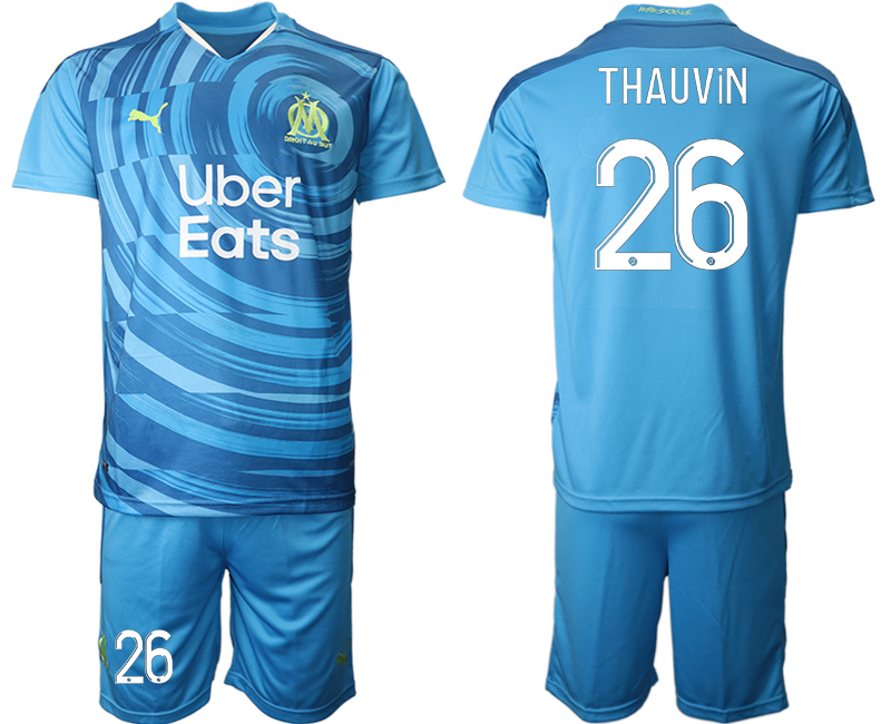 Men 2021 Olympique de Marseille away 26 soccer jerseys