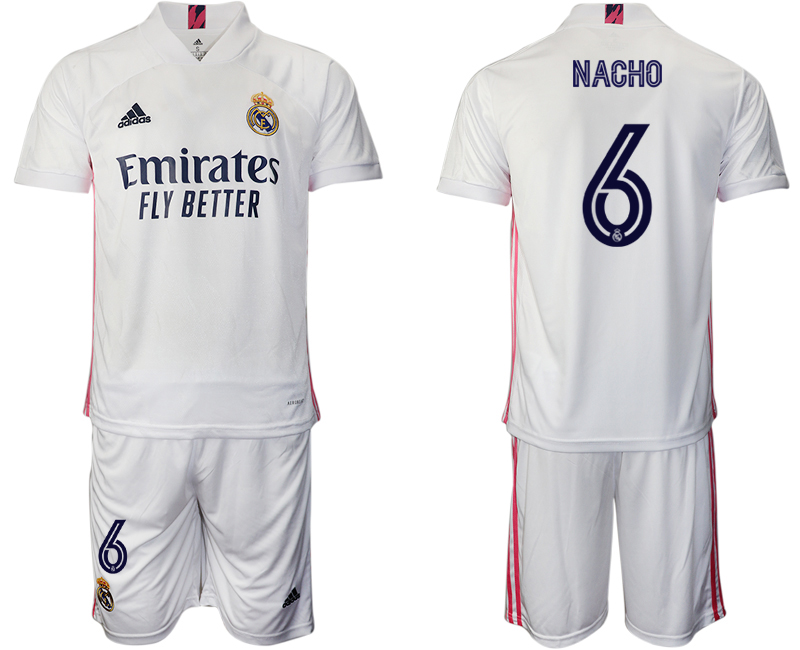 Men 2020-2021 club Real Madrid home 6 white Soccer Jerseys