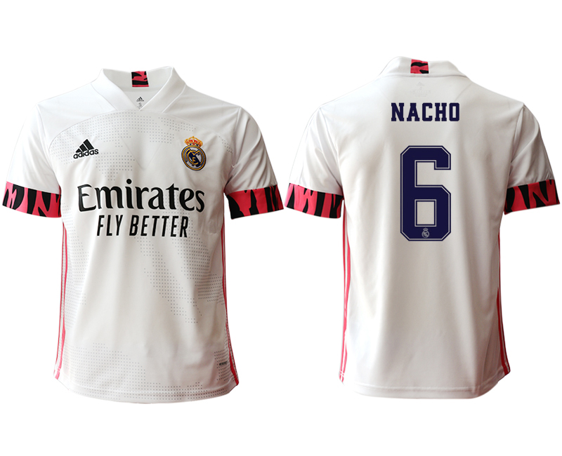 Men 2020-2021 club Real Madrid home aaa version 6 white Soccer Jerseys