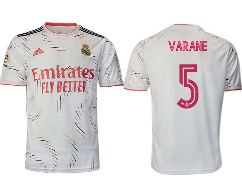 Men 2021-2022 Club Real Madrid home aaa version white 5 Adidas Soccer Jersey