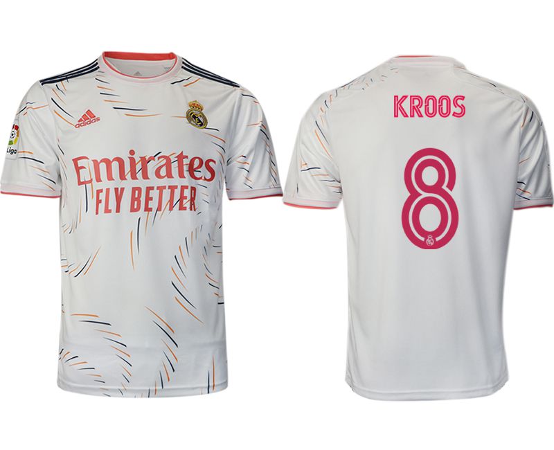 Men 2021-2022 Club Real Madrid home aaa version white 8 Adidas Soccer Jersey