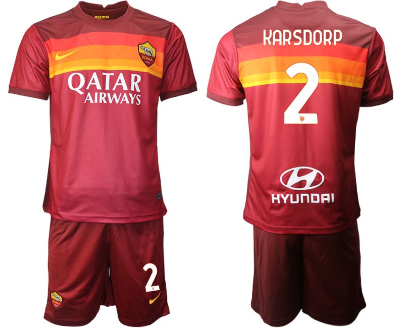 Men 2020-2021 club AS Roma home 2 red Soccer Jerseys