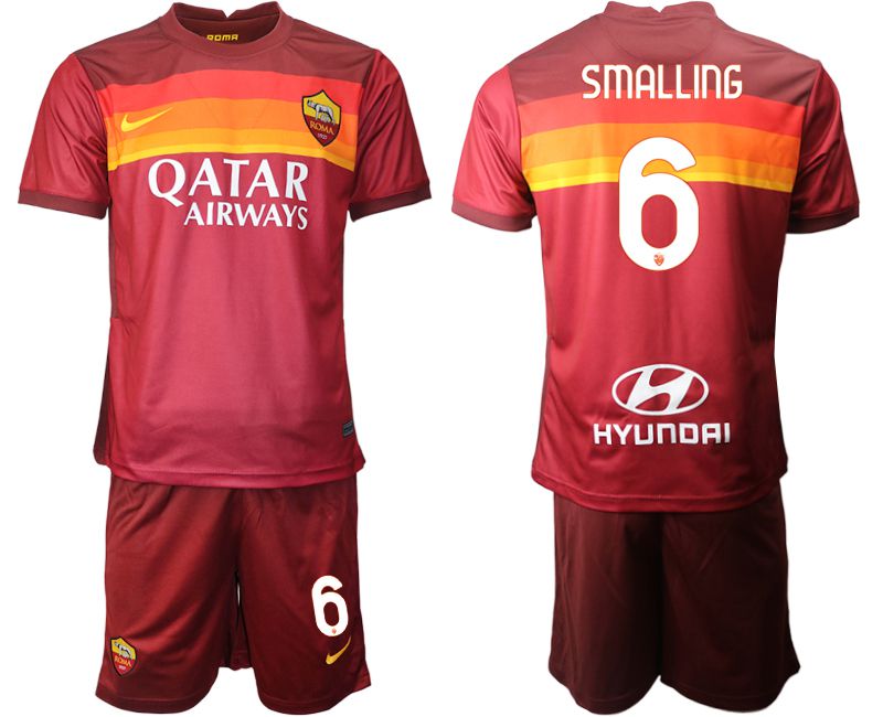 Men 2020-2021 club AS Roma home 6 red Soccer Jerseys