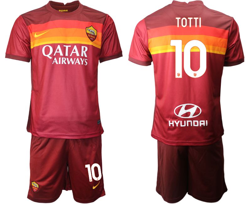 Men 2020-2021 club AS Roma home 10 red Soccer Jerseys