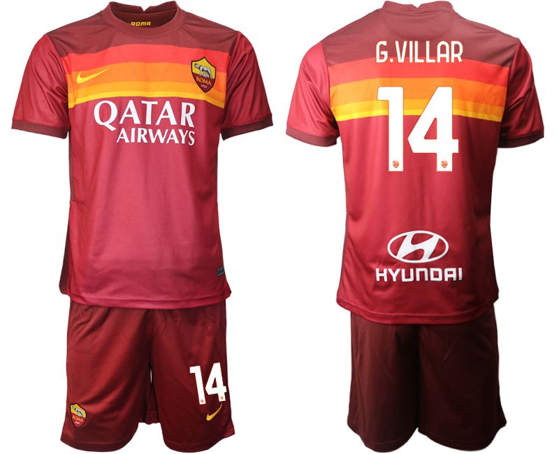 Men 2020-2021 club AS Roma home 14 red Soccer Jerseys