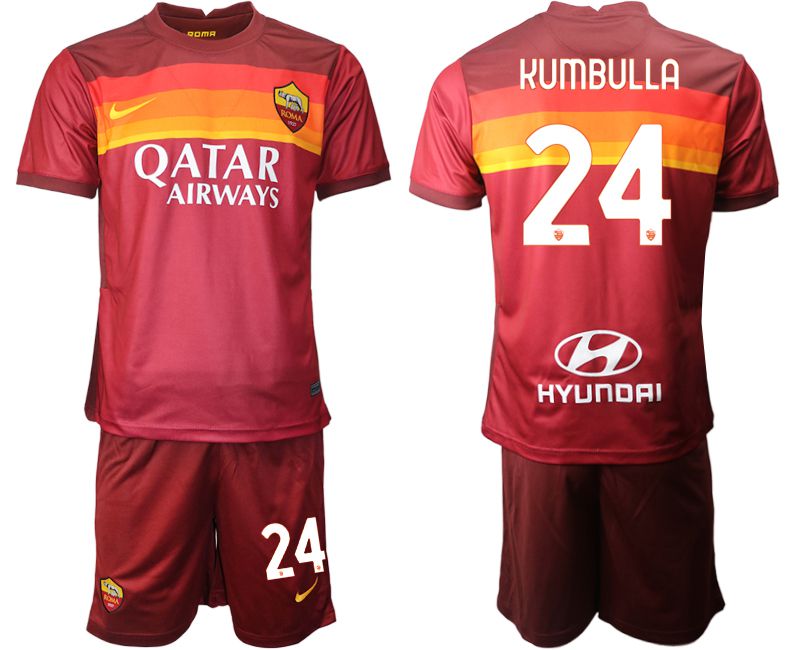 Men 2020-2021 club AS Roma home 24 red Soccer Jerseys