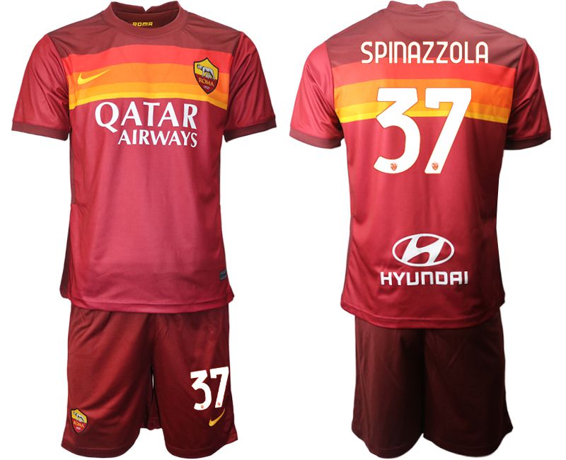 Men 2020-2021 club AS Roma home 37 red Soccer Jerseys