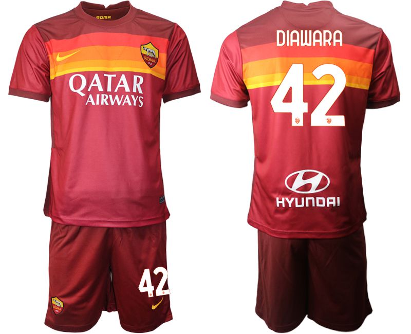 Men 2020-2021 club AS Roma home 42 red Soccer Jerseys