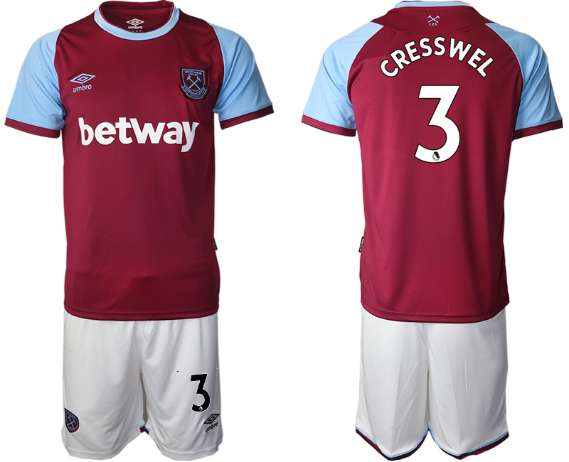 Men 2020-2021 club West Ham United home 3 red Soccer Jerseys