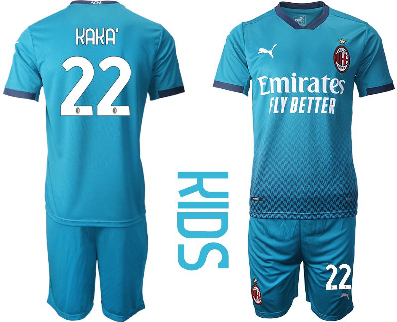 Youth 2020-2021 club AC milan away 22 blue Soccer Jerseys