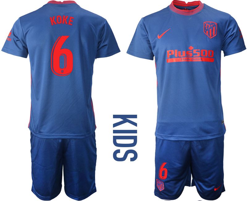 Youth 2020-2021 club Atletico Madrid away 6 blue Soccer Jerseys