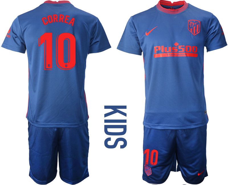 Youth 2020-2021 club Atletico Madrid away 10 blue Soccer Jerseys