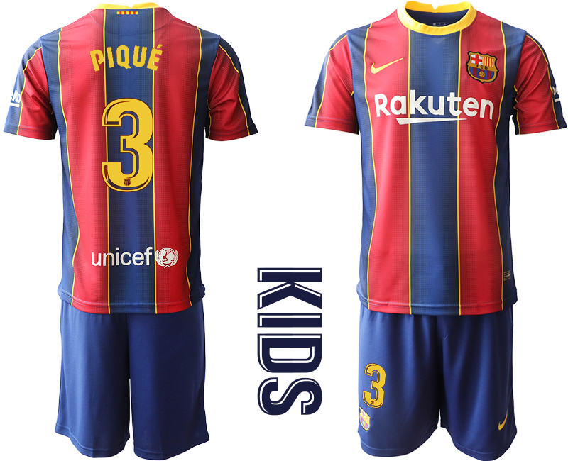 Youth 2020-2021 club Barcelona home 3 red Soccer Jerseys