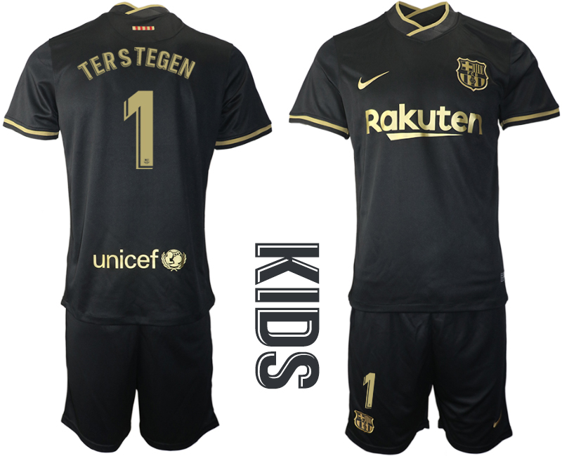 Youth 2020-2021 club Barcelona away 1 black Soccer Jerseys