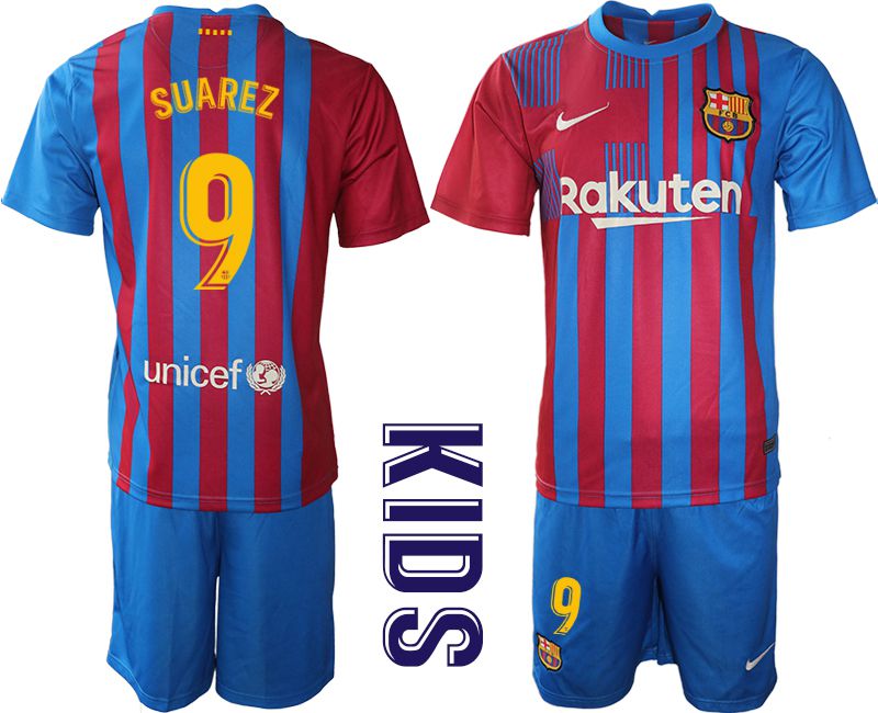 Youth 2021-2022 Club Barcelona home blue 9 Nike Soccer Jersey