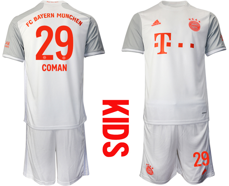 Youth 2020-2021 club Bayern Munich away white 29 Soccer Jerseys