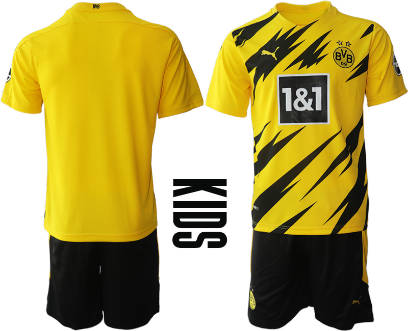 Youth 2020-2021 club Borussia Dortmund home yellow blank Soccer Jerseys