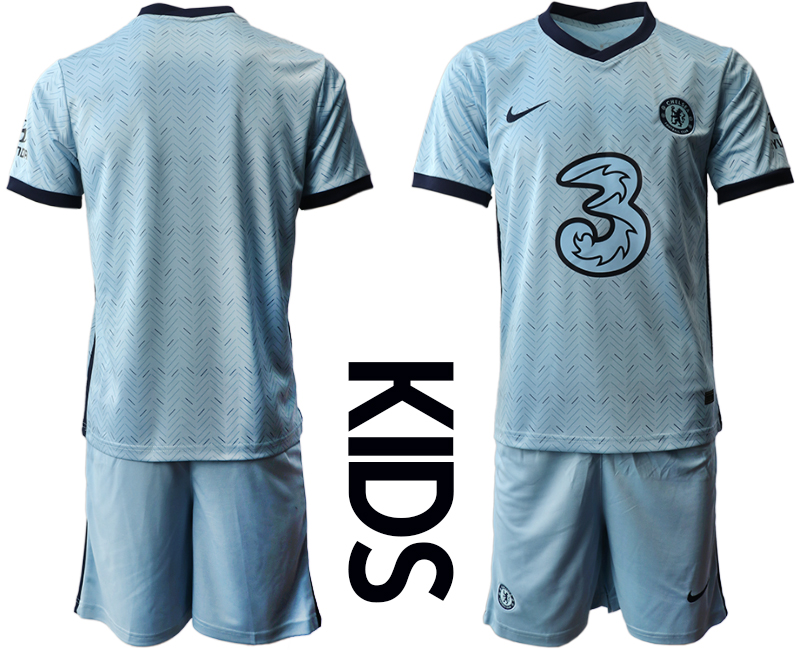 Youth 2020-2021 club Chelsea away Light blue blank Soccer Jerseys